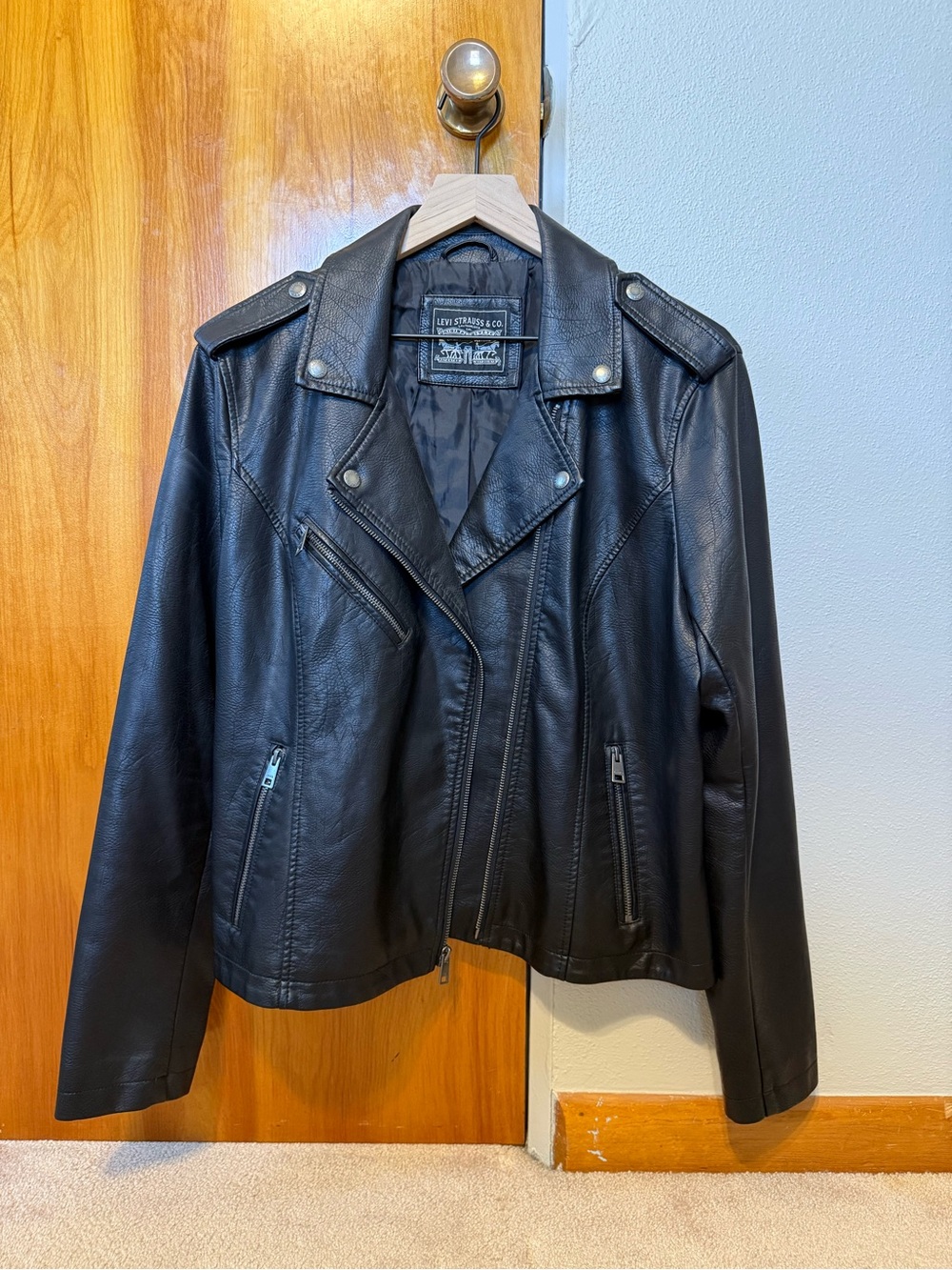 Levi Strauss Classic Black Faux-Leather Moto Jacket - Women